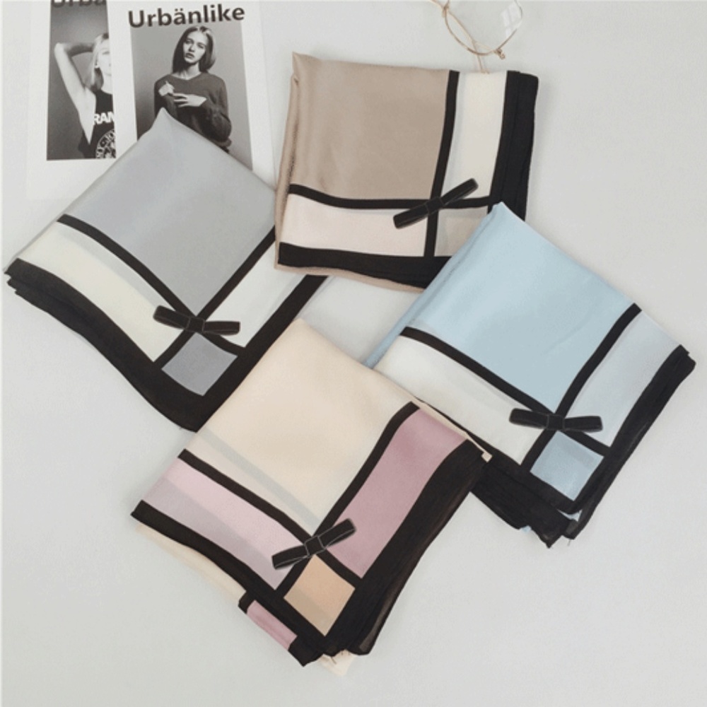 Cream Bowtie Design Silk Scarf